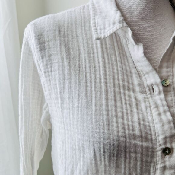 Rails White 100% Indian Cotton Gauze Blouse Relaxed Fit Earthy Boho Vegan - Med - Picture 3 of 10